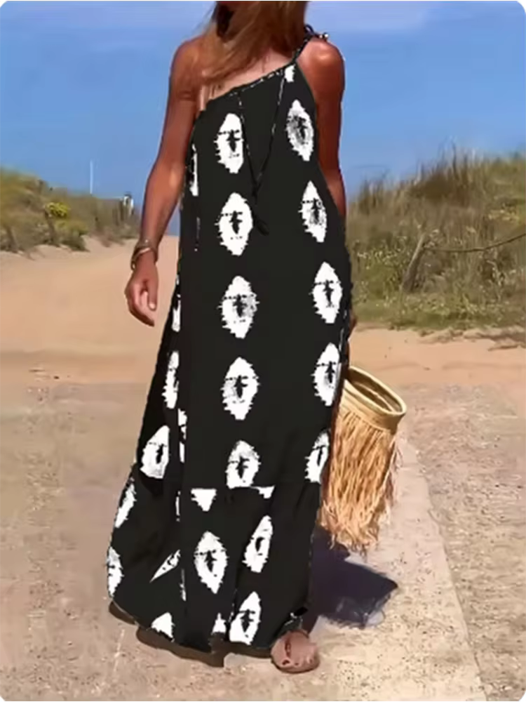 Robe à épaules inclinées sans manches pour femmes