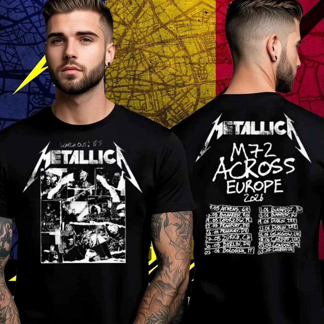 T-shirt graphique en coton Metallica M72 Dublin 2026 72 Seasons Tour Dates Pop Up Merch Band pour hommes et femmes