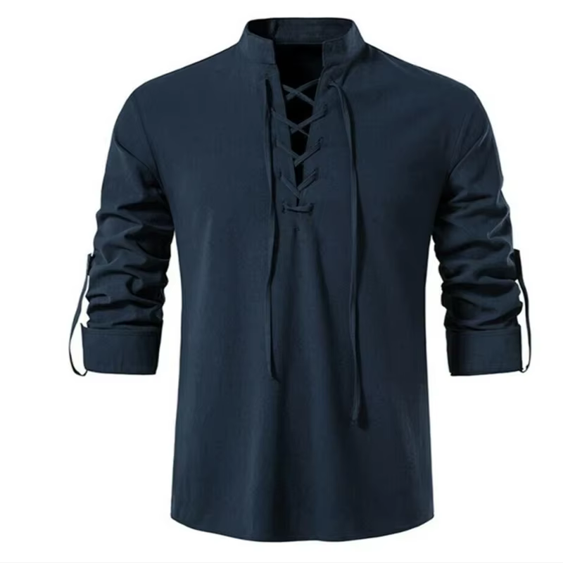 T-shirt à manches longues et col en V pour hommes