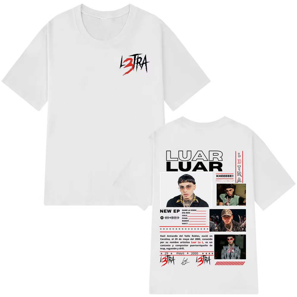 Rappeur Lune La L 2025 Album L3TRA T-shirts hommes femmes Hip Hop mode manches courtes