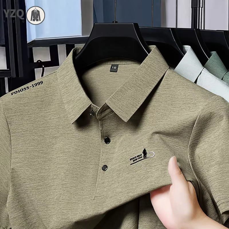 Polo décontracté pour homme automne avec logo imprimé