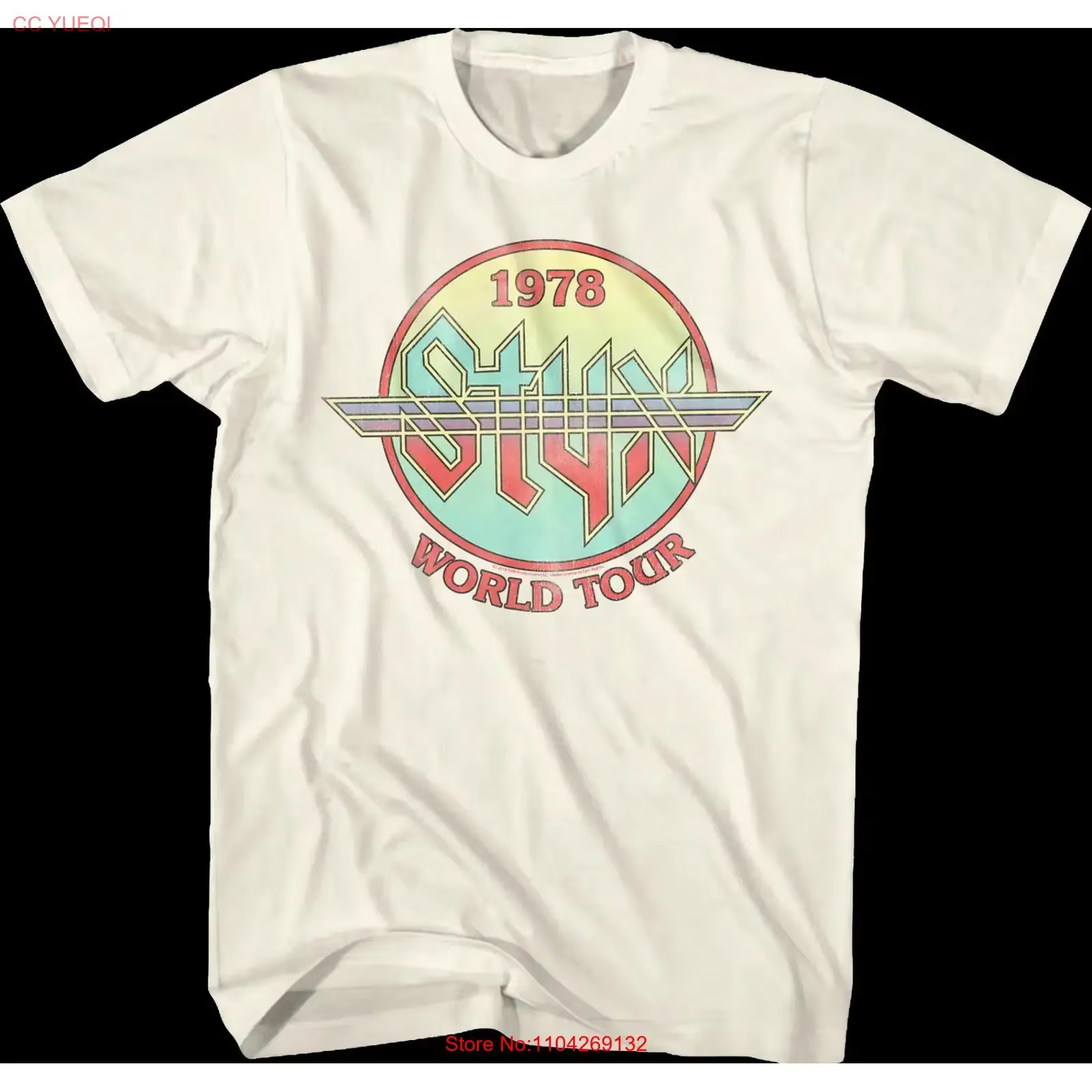 T-shirt Styx World Tour 1978 vintage, streetwear délavé, extensible, confortable, polyvalent, décontracté, pour homme, pour tous les jours