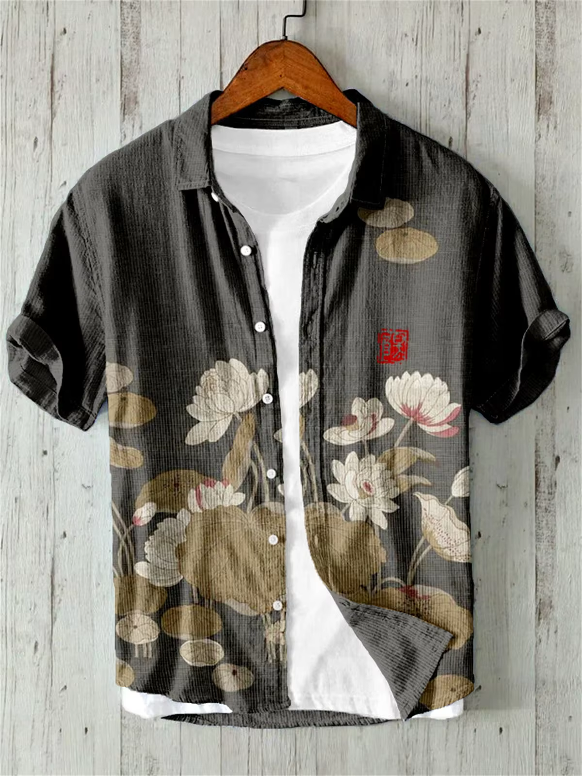 Chemise en lin à manches courtes pour hommes