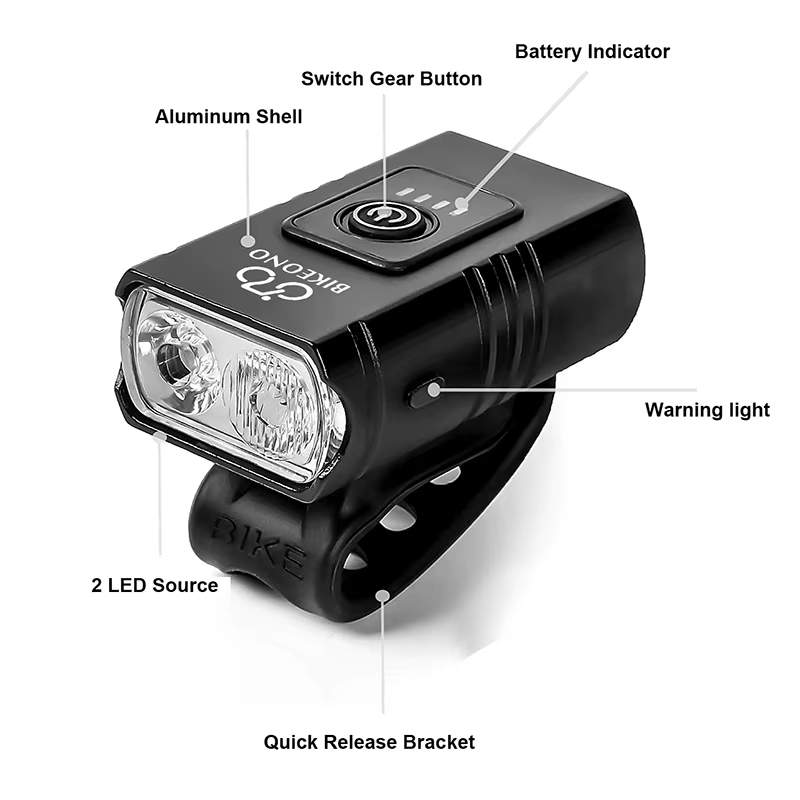 Lampe de vélo avant et arrière T6 LED, lampe frontale et arrière pour VTT, phare de vélo, lampe torche pour cyclisme et trottinette