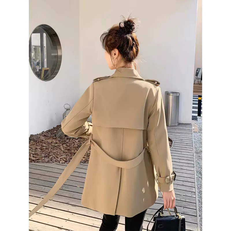 Coupe-vent court kaki Style Hepburn pour femmes