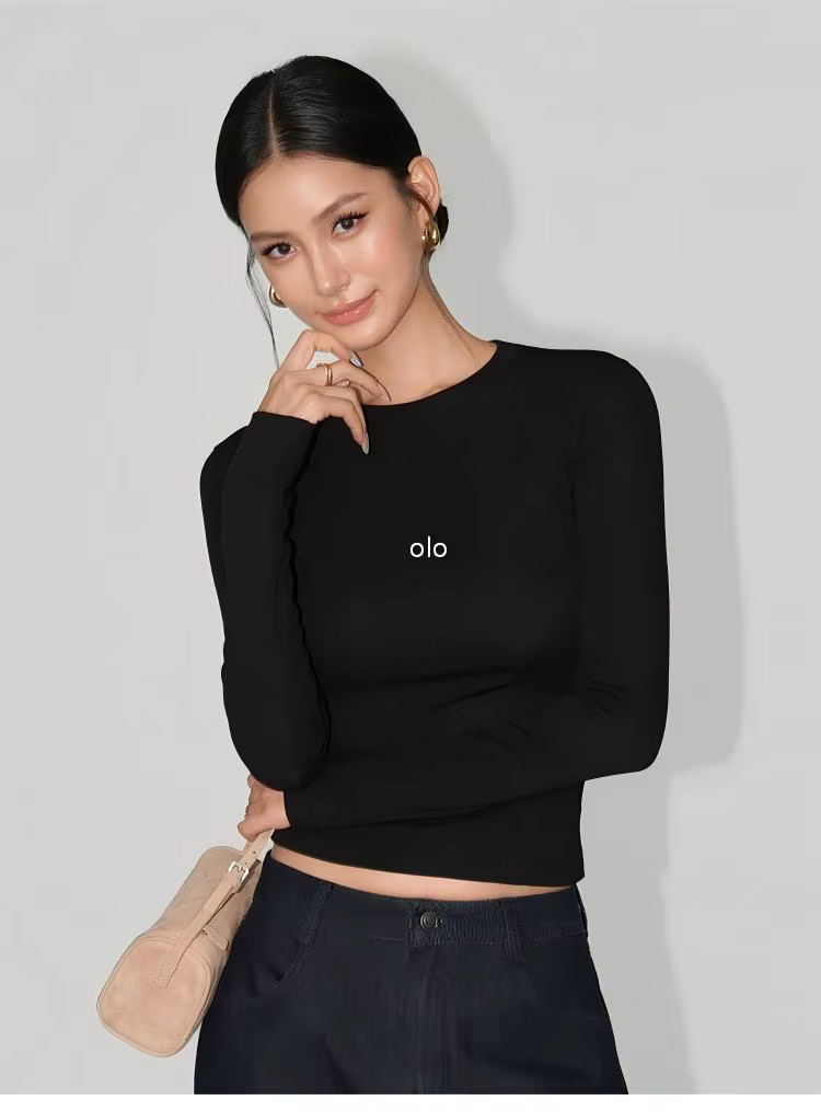 T-shirt à manches longues et col rond pour femme