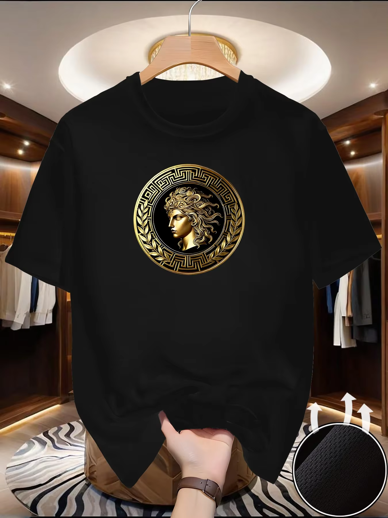 T-shirt Homme Imprimé Visage Latéral