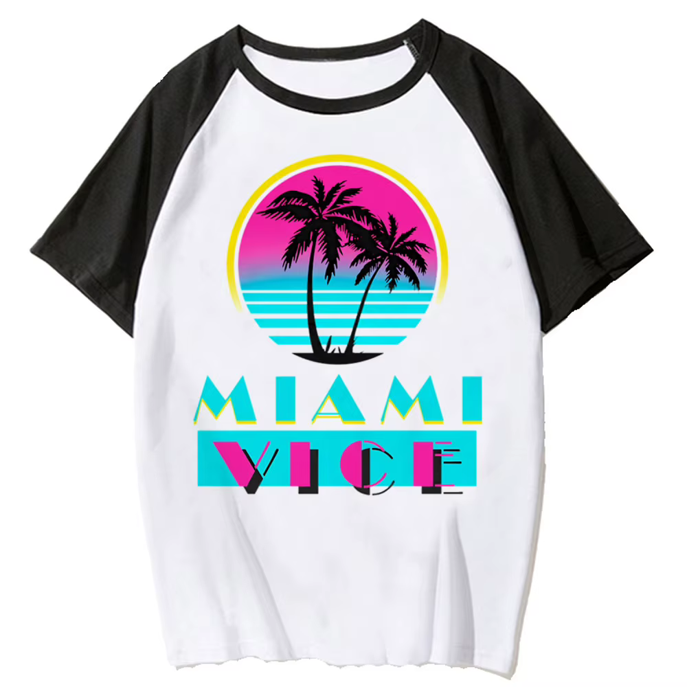 T-shirt femme, vêtement humoristique, japonais, créateur de manga, miami vice