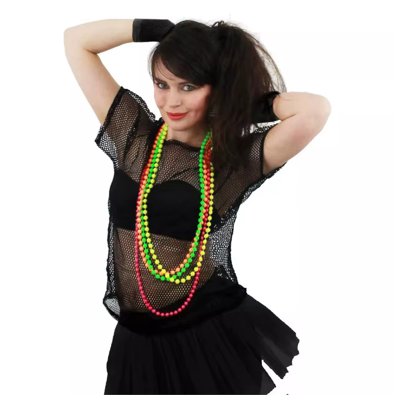 T-shirt en maille pour femme style disco des années 80
