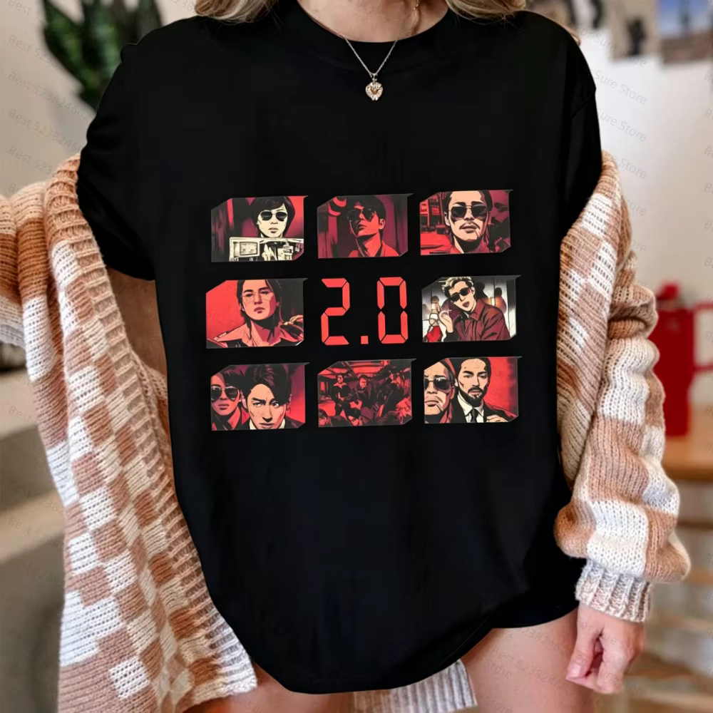T-shirt graphique unisexe en coton décontracté avec personnage de drama coréen 2.0