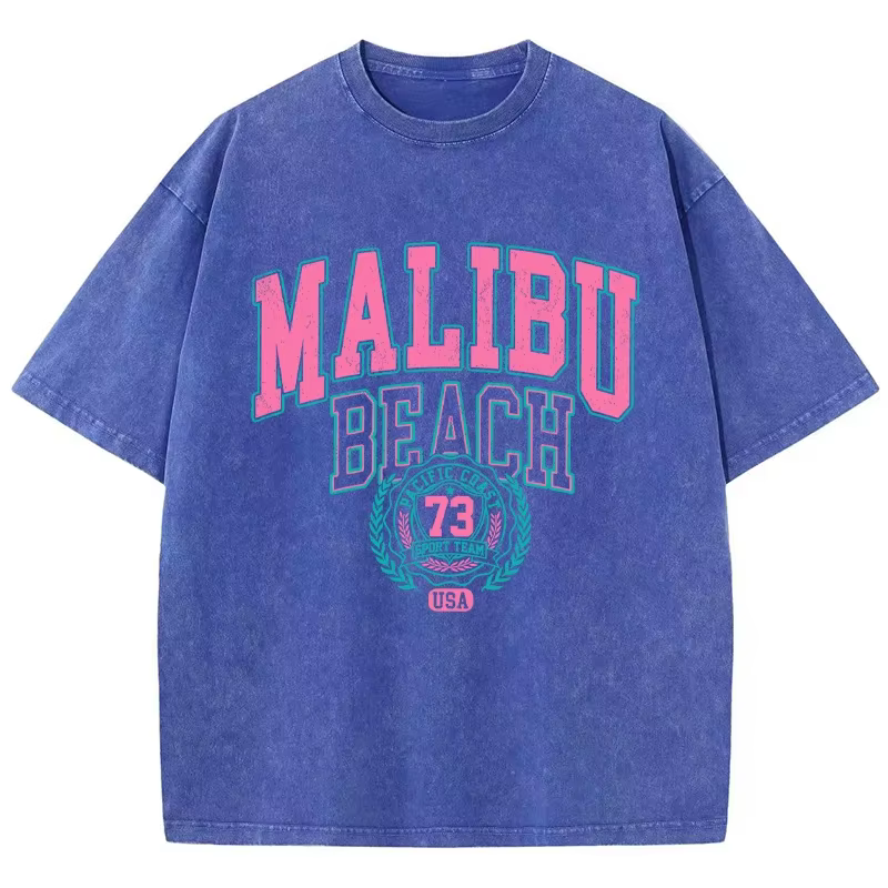 Malibu-T-shirt de plage en coton délavé pour femme