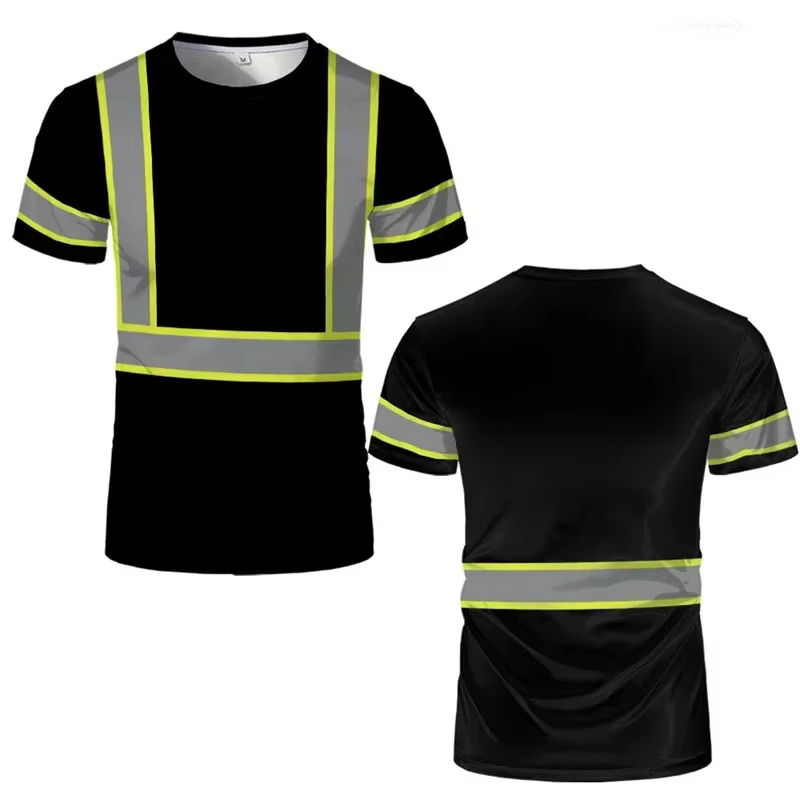 T-shirt de travail rayé simple et décontracté à manches courtes