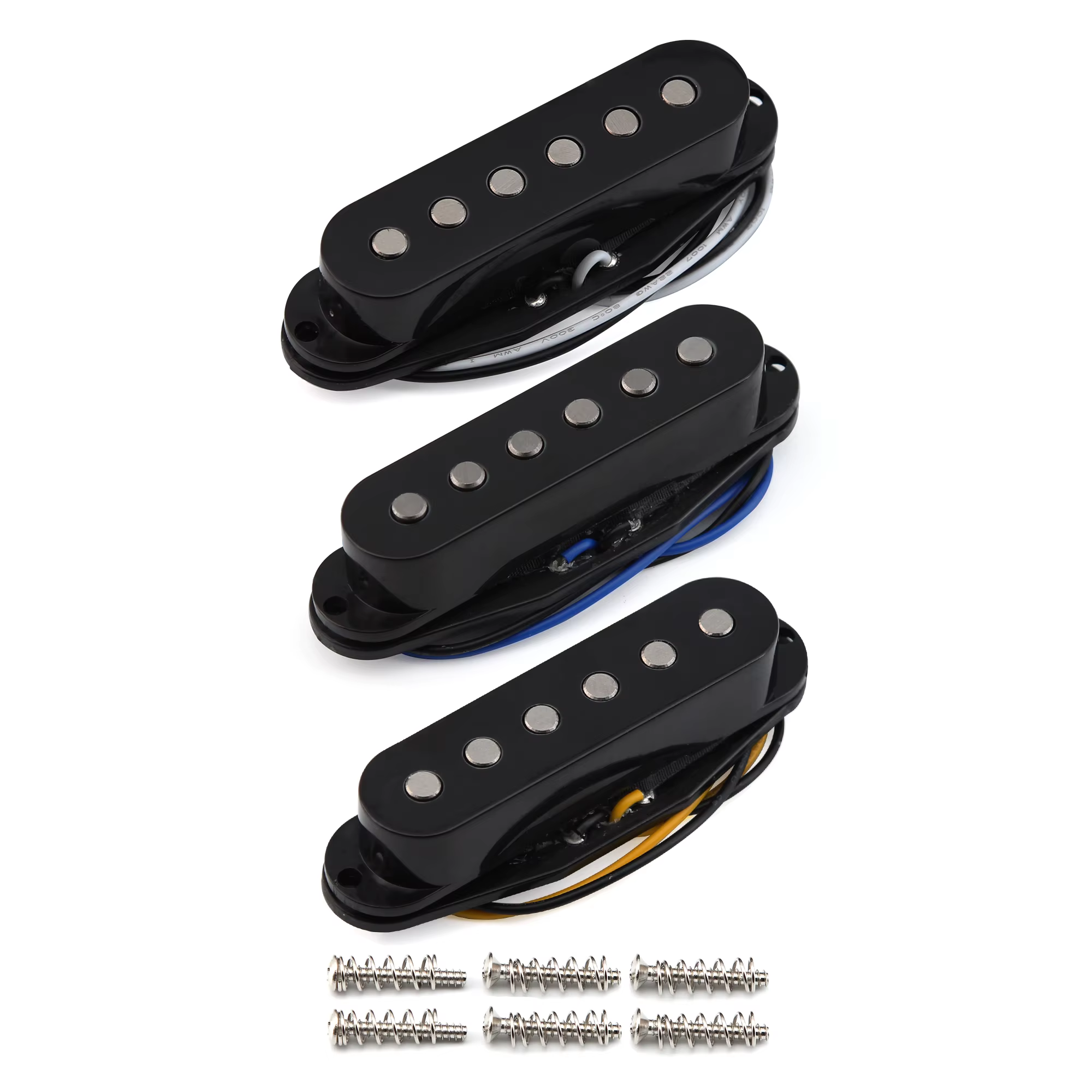 FLEOR Ensemble de micros de guitare Alnico 5 ST à bobine simple pour manche, milieu et pont, noirs