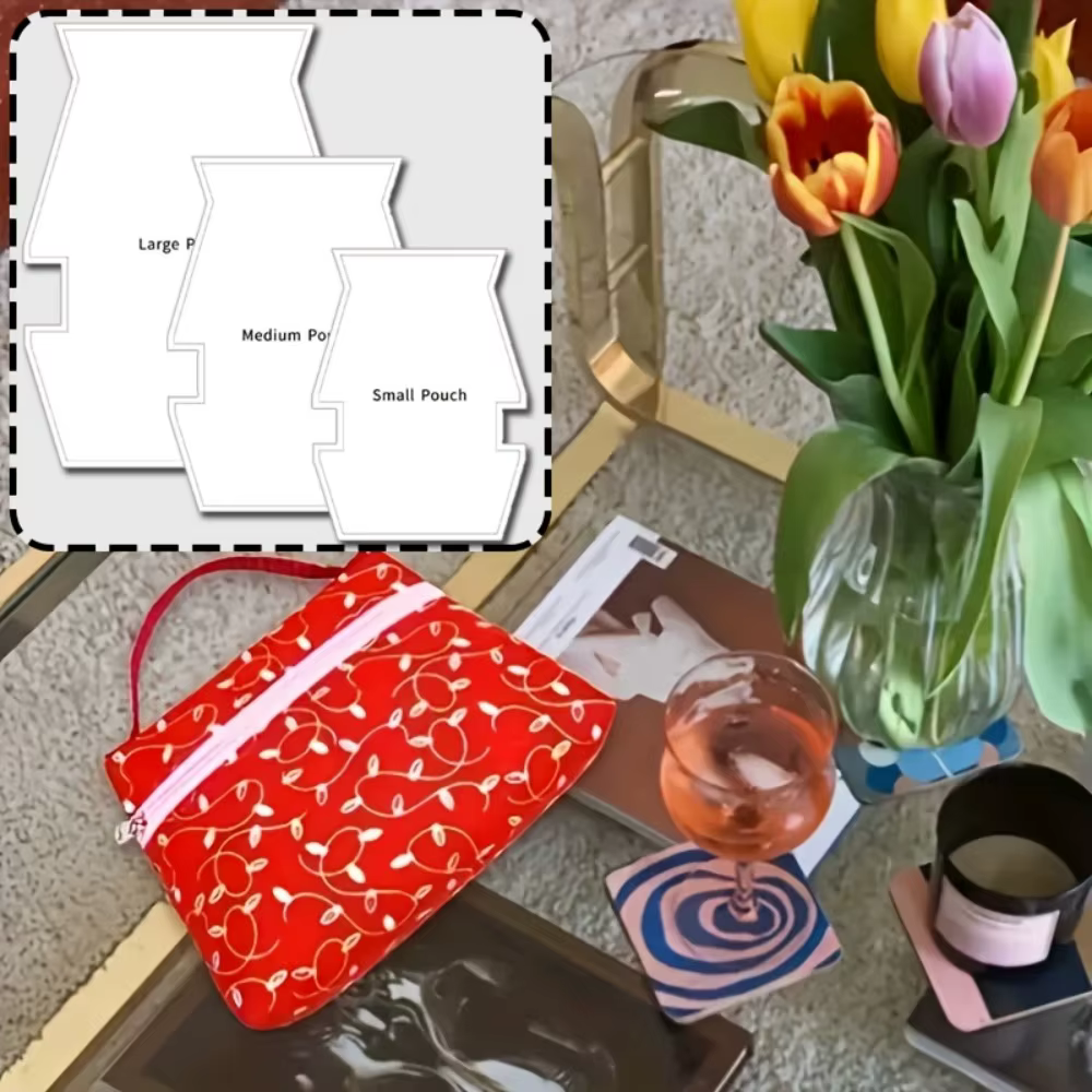 1 pièce – Gabarit de couture transparent en acrylique pour sacs à main – Motifs prépliés avec guides de bordure droite