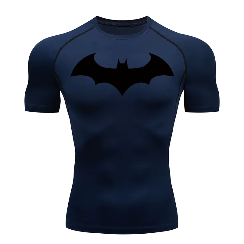 T-shirts de compression à motif chauve-souris pour hommes