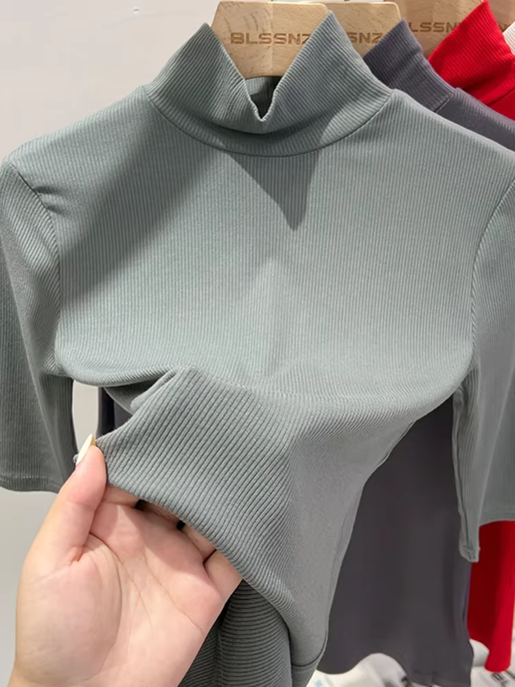 T-shirt basique femme 2026 à col roulé