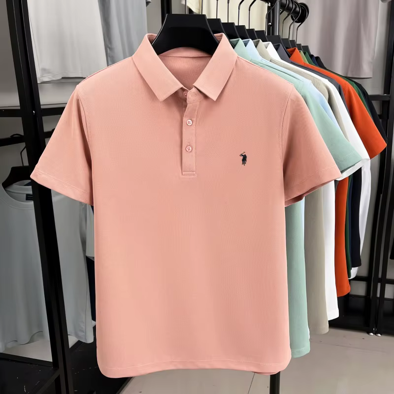 Luxe marque Pony brodé chemise de polo à manches courtes pour hommes nouvelle modèle entreprise décontractée respirante