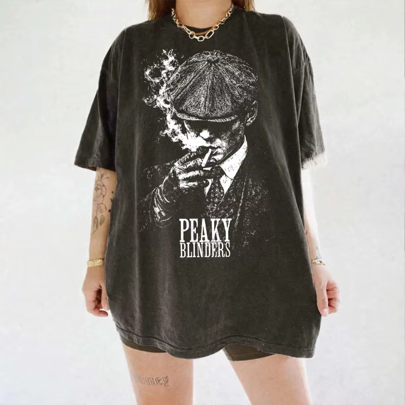 Peaky Blinders Tommy Shelby Smoke Tee Vintage Gangster Graphic Shirt T-shirts à manches courtes pour hommes pour l'été Unisexe toutes saisons