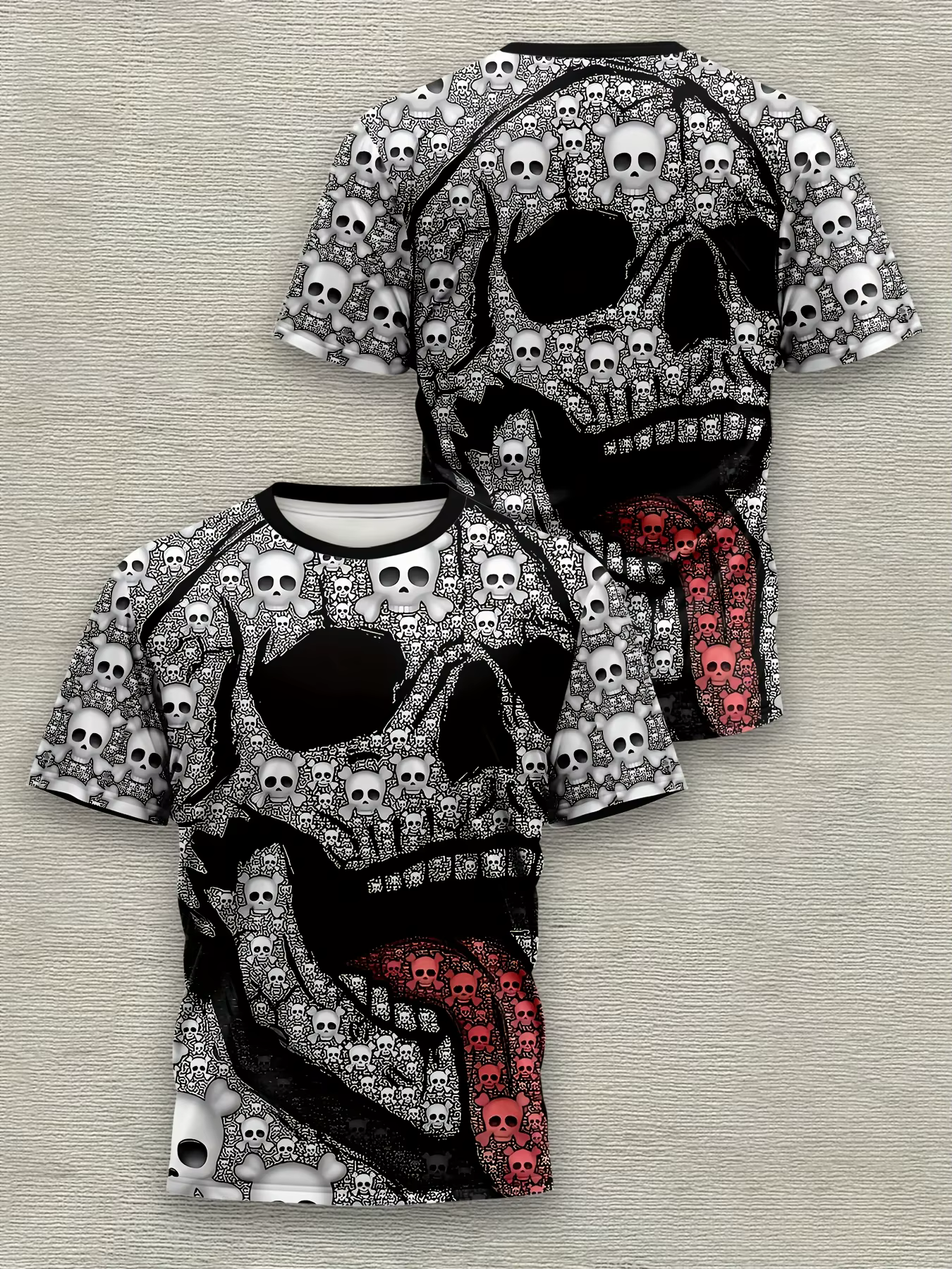 T-shirt pour homme à imprimé crâne 3D