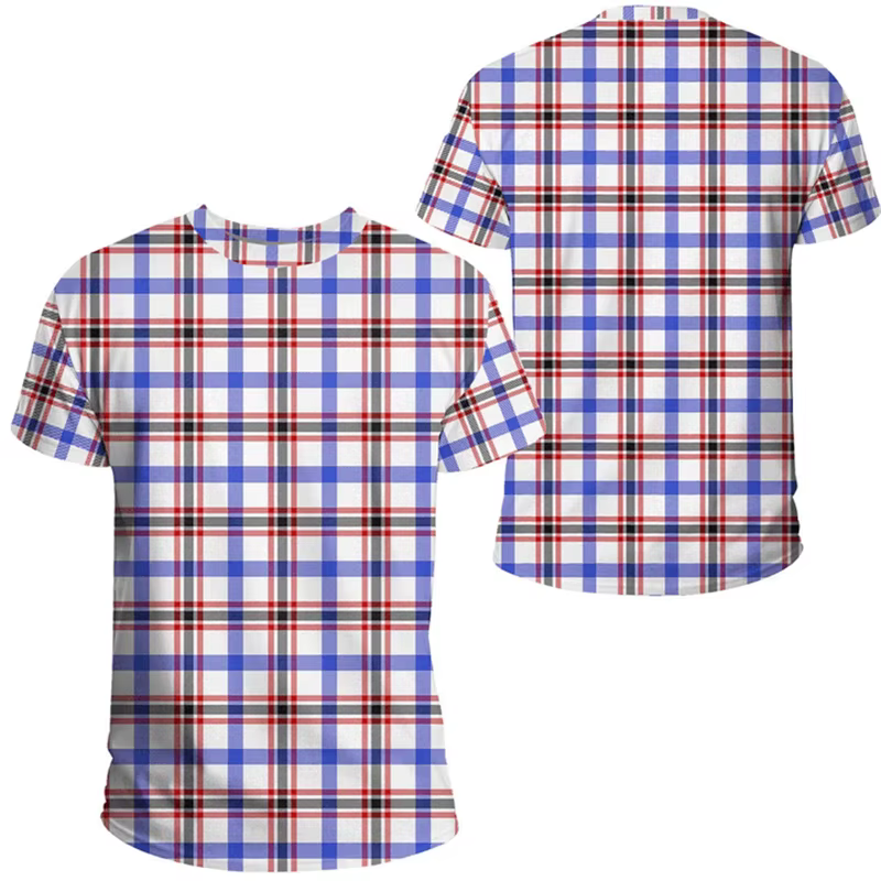 Jects Tartan T-shirt classique pour hommes femmes 03/Casual Tee Shirt à manches courtes rayé graphique à carreaux pour enfant Pop Art T Shirts