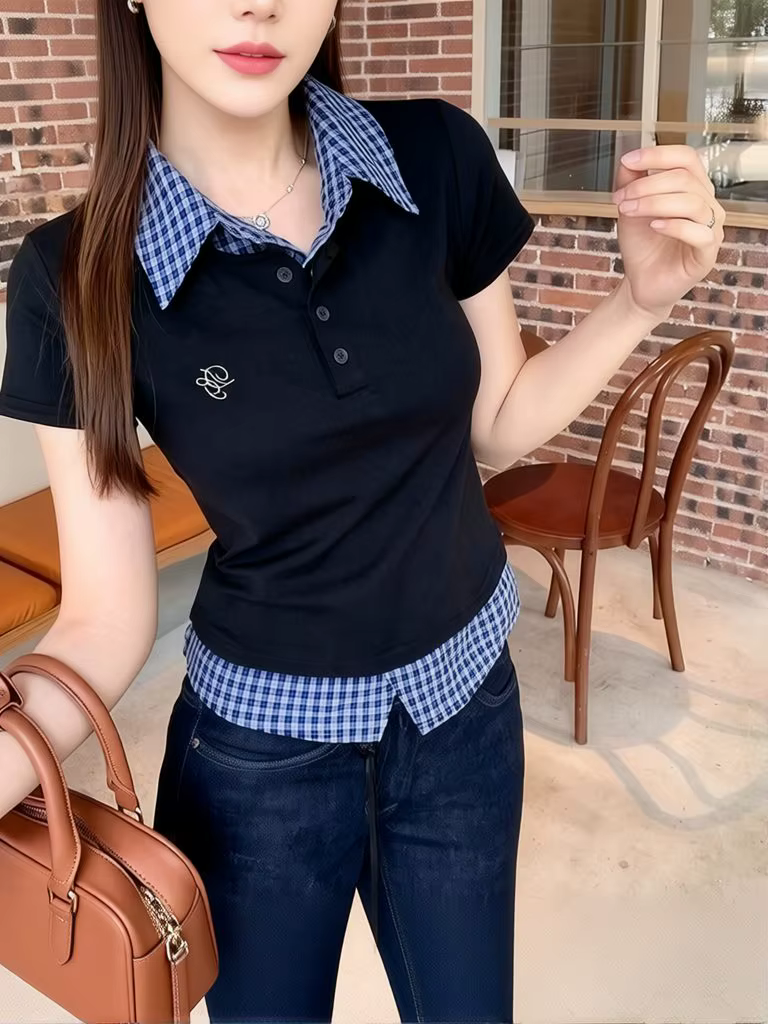 T-shirts à col preppy pour femmes