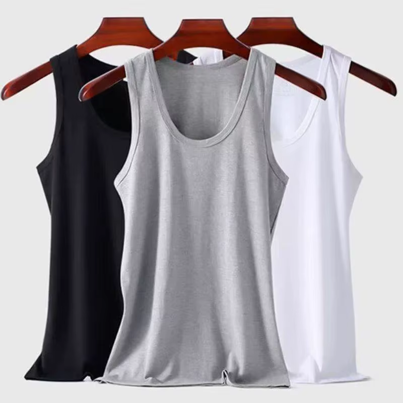 100% pur coton blanc gris noir hommes débardeurs été grande taille Singlets Fitness