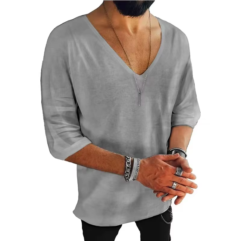 T-shirt en coton et lin pour hommes