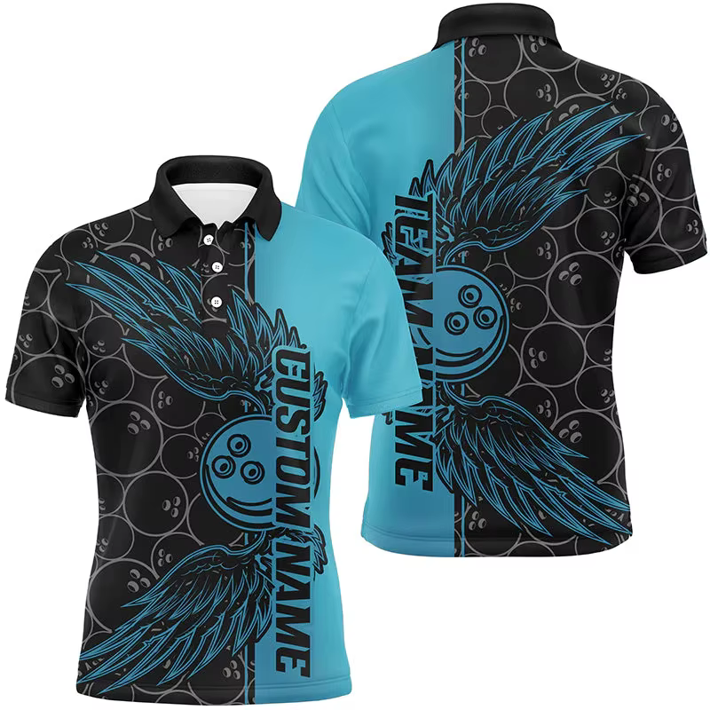 Tendance Bowling graphique 3D imprimé polos mode d'été nom personnalisé nom de l'équipe hommes Polo décontracté séchage rapide uniformes d'équipe