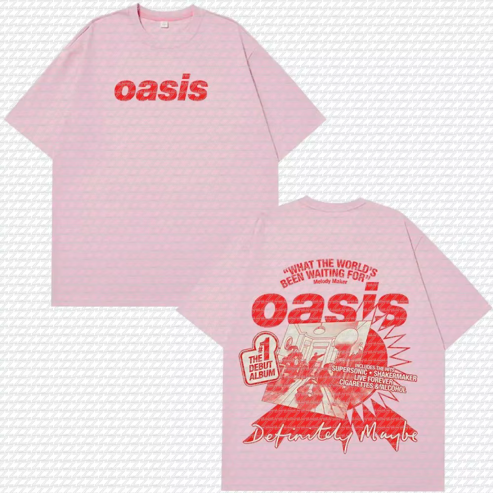 T-shirt blanc double face Oasis Definitely Maybe Album