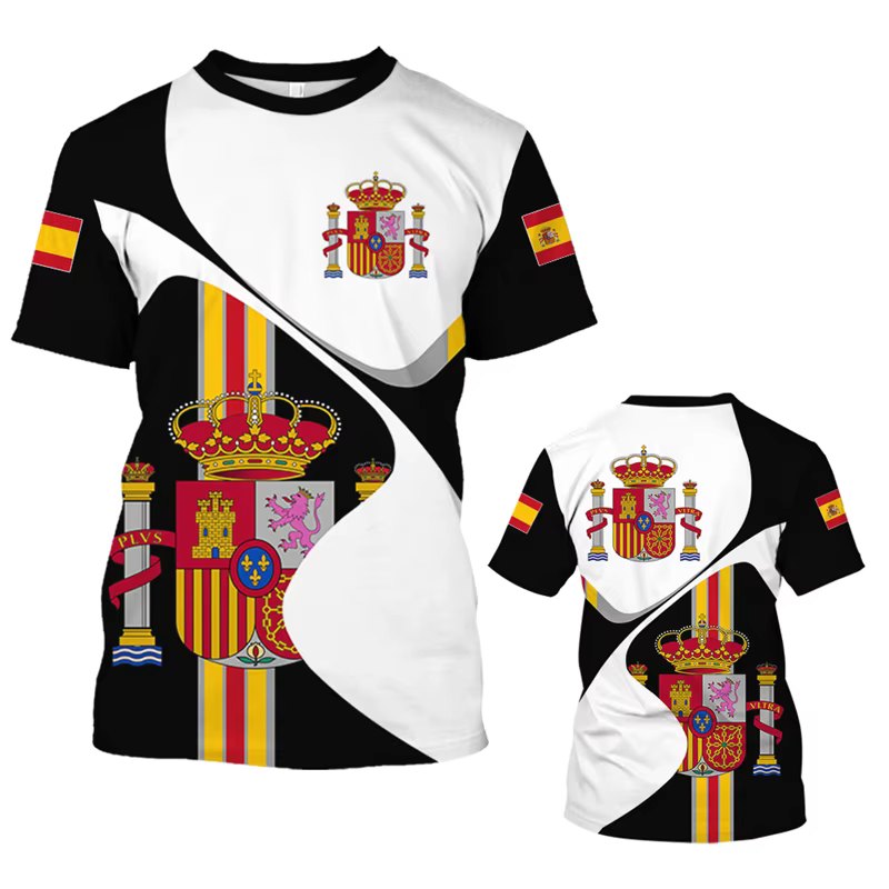 T-shirt à manches courtes avec emblème national espagnol pour hommes