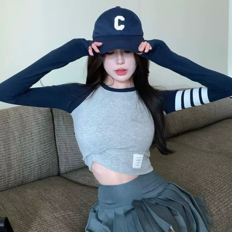 Skinny Crop Tshirts 2025 Femmes Hauts Rayé