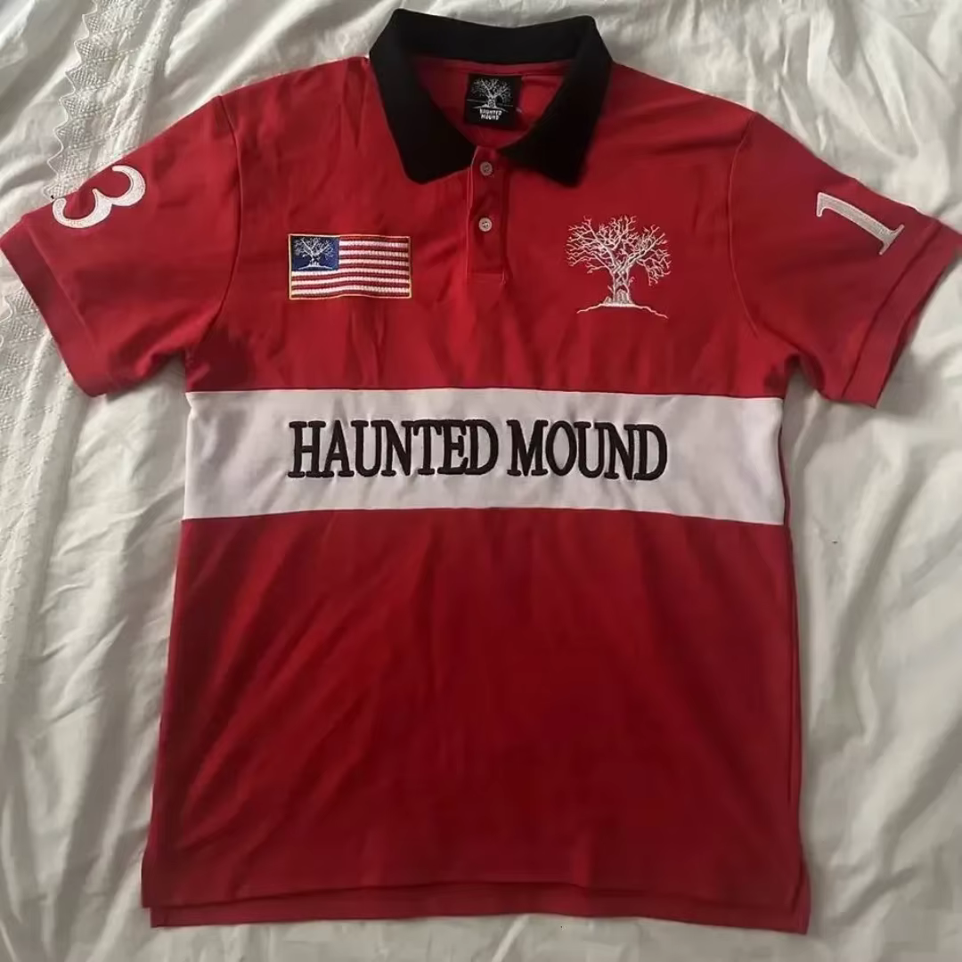 T-shirt Polo Rouge Brodé Racing Haunted Mound