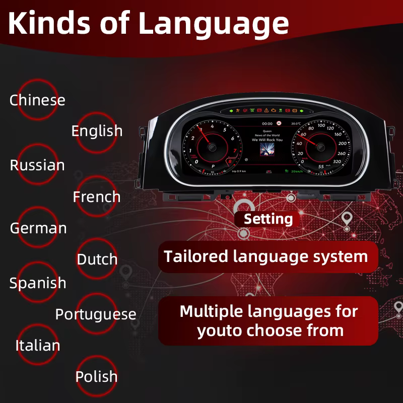 Compatible avec le tableau de bord de la Volkswagen Golf 7 (2014-2020), doté d'un écran LCD numérique de 12,3 pouces, d'un compteur de vitesse, Vir