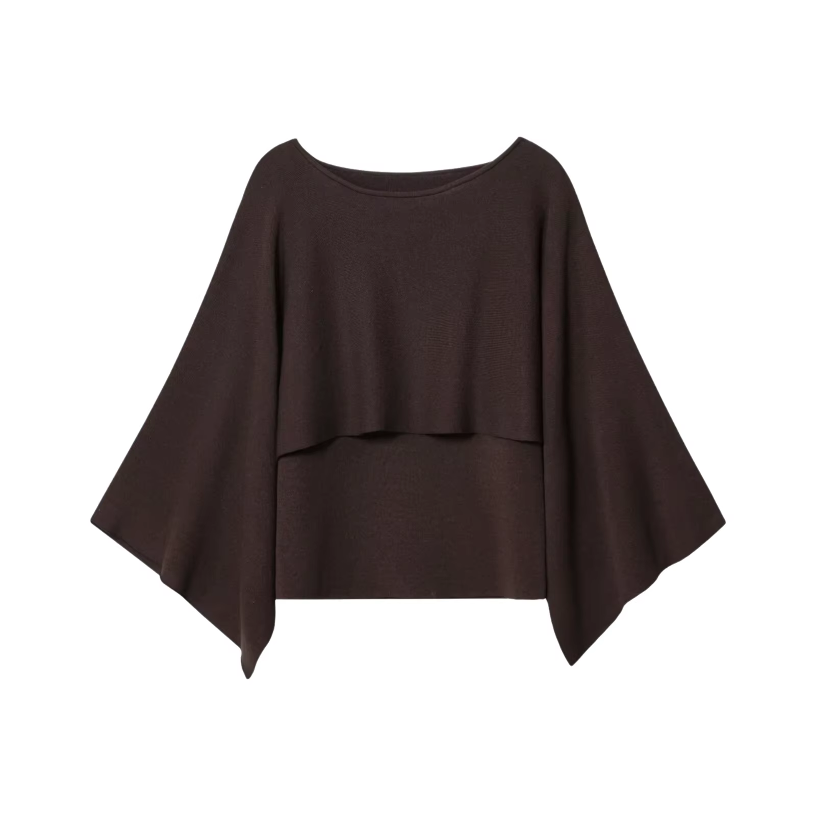 Haut élégant en tricot superposé pour femme, col ample, en fibre de polyester, col rond, manches courtes, confortable et décontracté