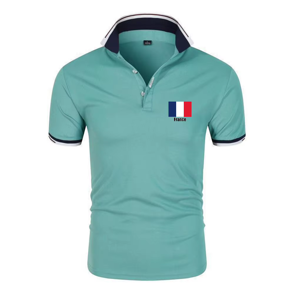 Nouveau Polo Décontracté Respirant en Coton Imprimé Drapeau FRANCE 2026 pour Homme – Six Couleurs Tendance pour l'Équipe de Football