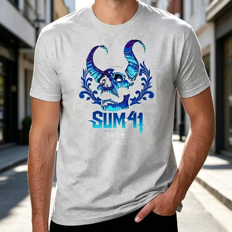 Sum 41 The Hell Song Graphic Tee Vintage Punk Rock Band T-Shirt décontracté à manches courtes Sum 41
