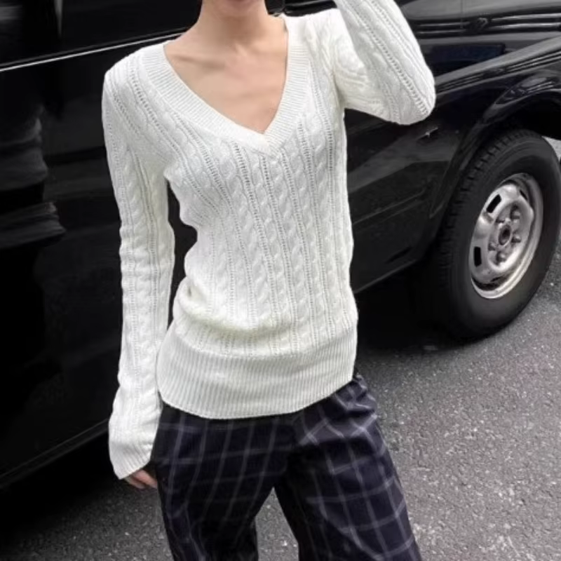 Pull tricoté à manches longues pour femmes