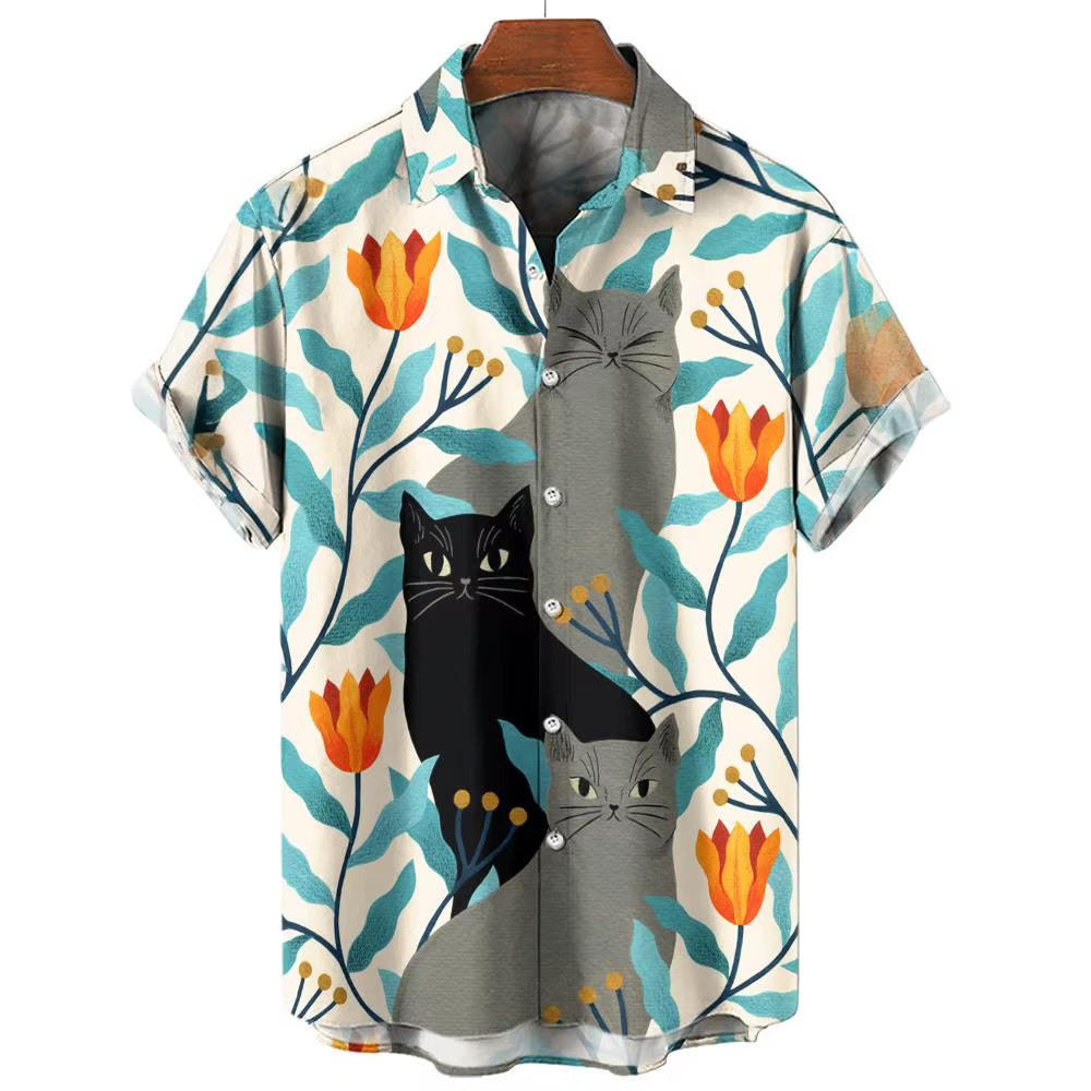 Chemises graphiques Anime Cat pour hommes