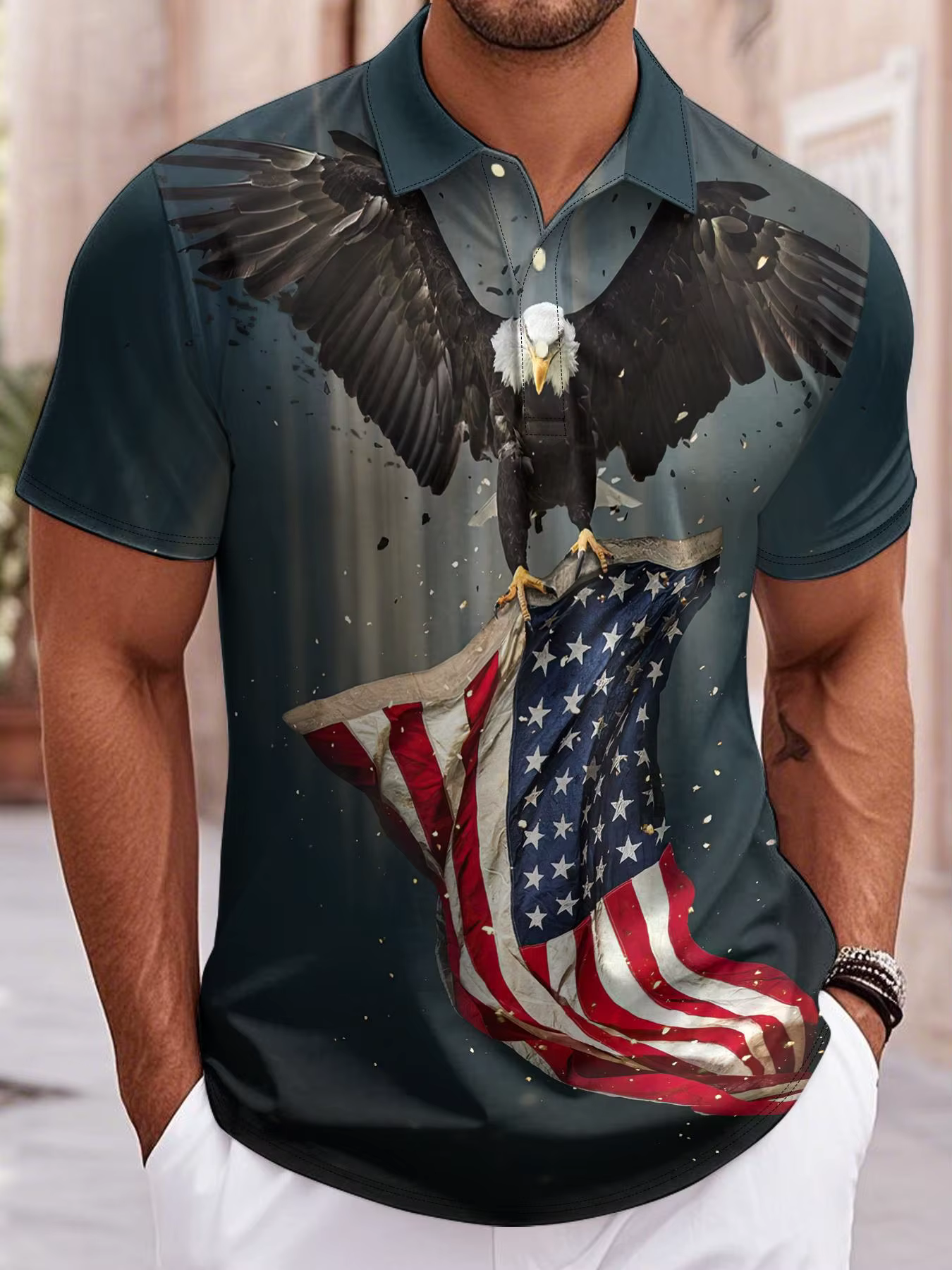 Polo patriotique USA pour homme