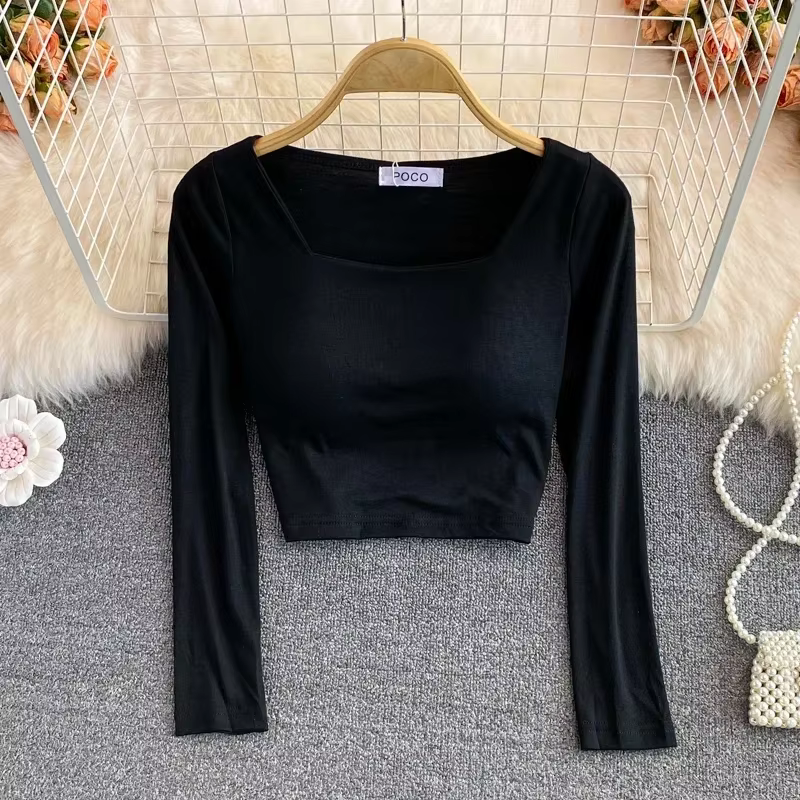 T-shirt à manches longues pour femmes avec soutien-gorge intégré