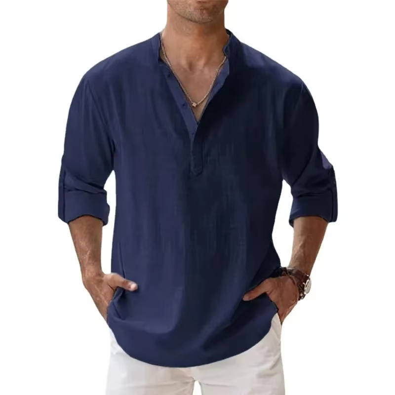 Chemises hawaïennes en coton et lin pour hommes