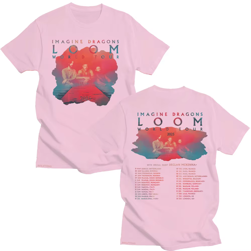 Imagine Dragons Band Loom Tour 2025 nouveaux t-shirts hommes femmes mode Hip Hop rétro T-shirt coton ample à manches courtes hauts esthétiques