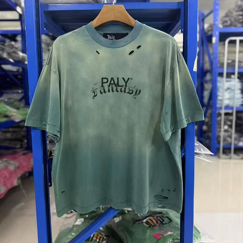 T-shirt unisexe vert délavé printemps-été, style vintage, manches courtes, effet usé, coupe oversize, streetwear
