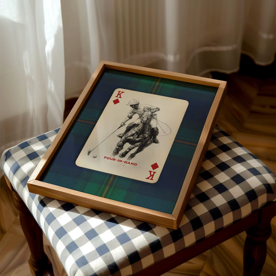 Polo carte à jouer mur Art marine Plaid équestre toile impression vieille argent bureau décor patrimoine américain ameublement décoration