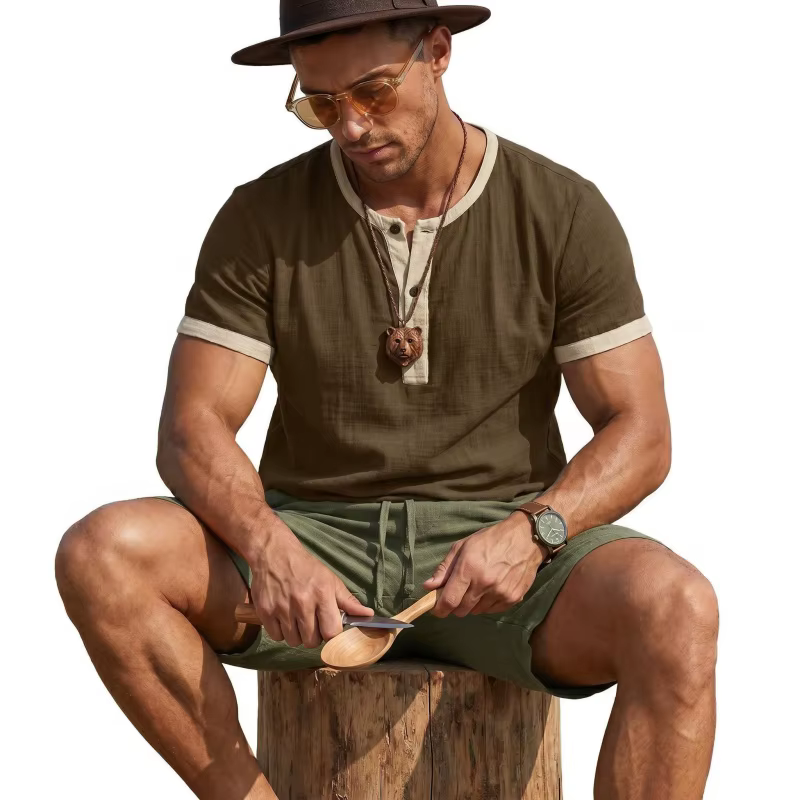 Chemise Henley d'été pour hommes