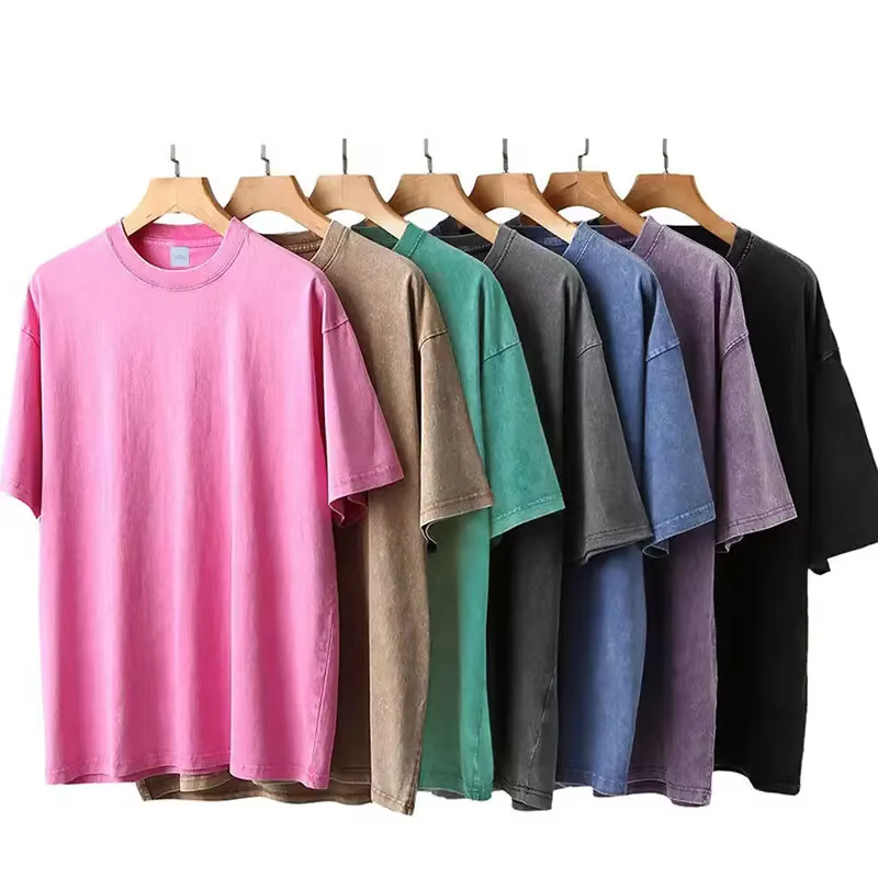 T-shirt à manches courtes délavé Vintage pour hommes
