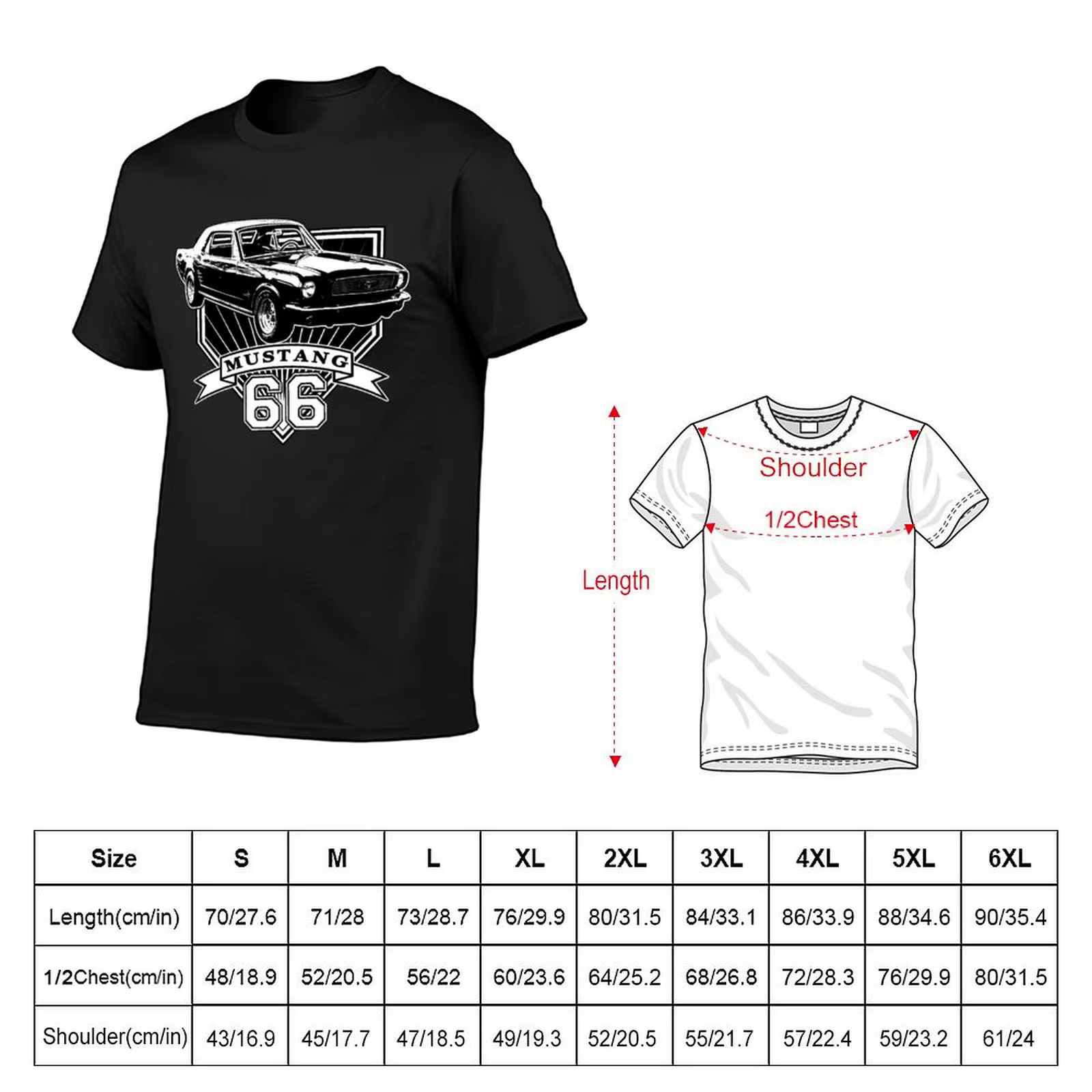 T-shirt 66 Mustang Coupe pour homme, sweat-shirt grande taille, médicaments