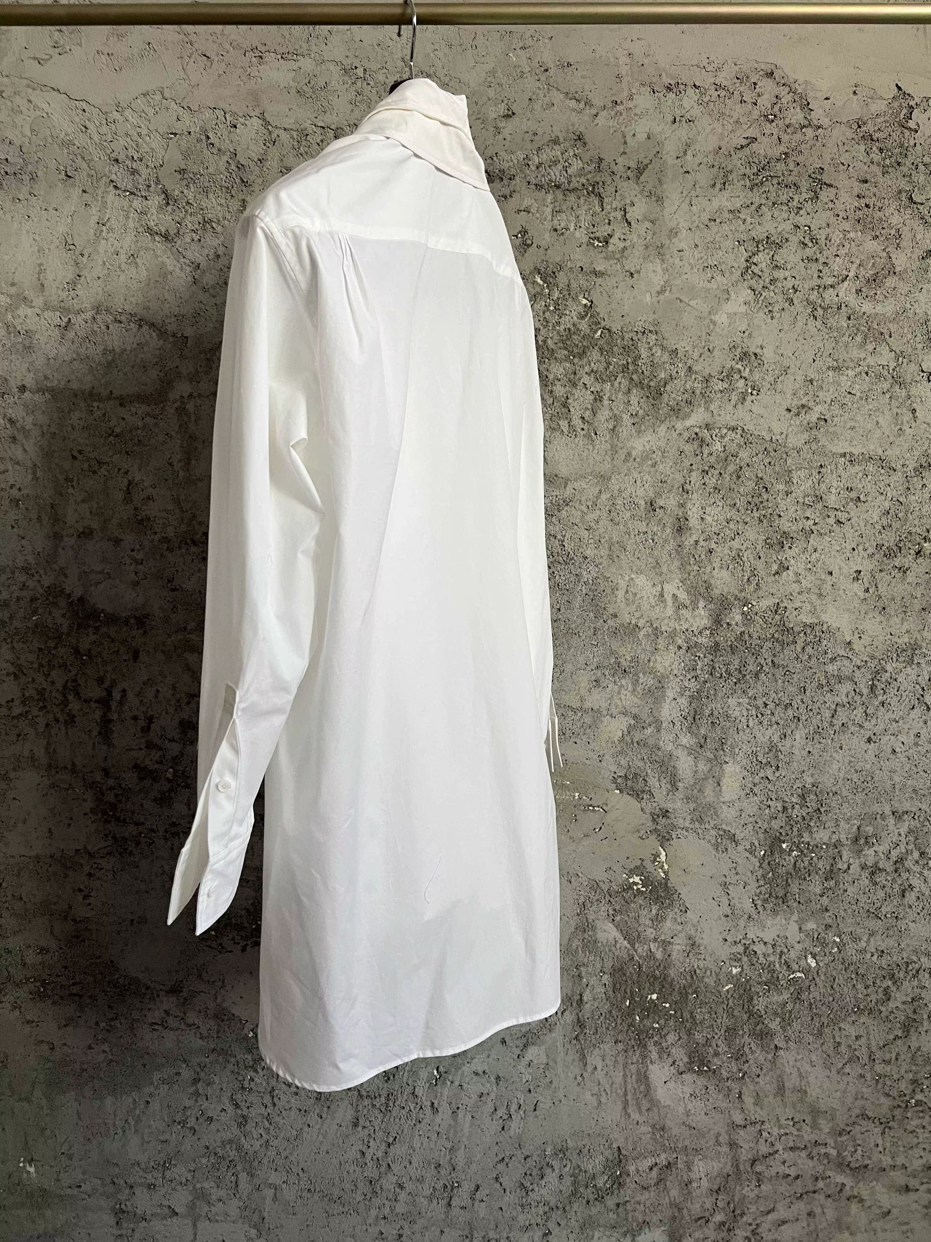 Chemise de couleur contrastée à col détachable, design Original, chemise blanche et noire à col asymétrique en coton