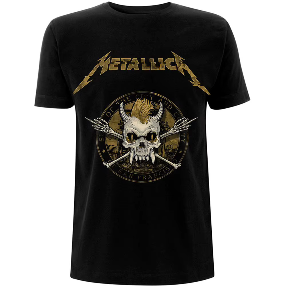 T-shirt en coton avec image de groupe Metallica