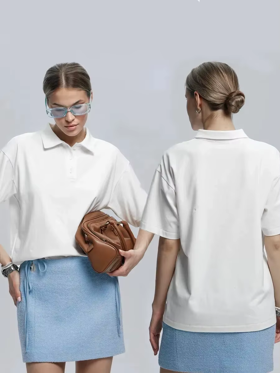 Chemises Polo Tendance pour Femmes, Style Décontracté, Chemises de Golf Respirantes pour Hommes, T-shirts Unisexe, Streetwear, Hauts Blancs Oversize